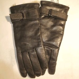 Rudsak Black Leather fur lined gloves